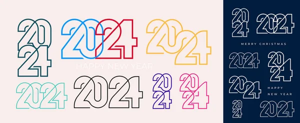 Набір Барвистих Чисел 2024 Року Новим 2024 Роком Дизайн Унікальними — стоковий вектор