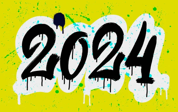 2024 Graffiti Marker Letters Style Vector Banner New Year Design — Stock Vector