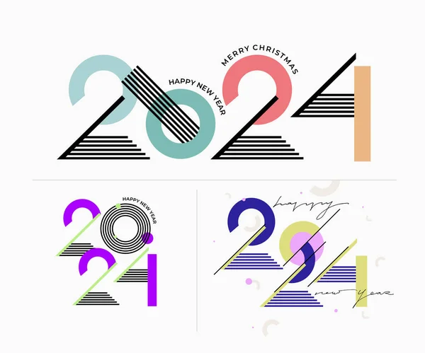 Trend 2024 Modello Capodanno Con Concetto Logo Della Lettera Poster — Vettoriale Stock