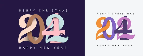 Tendência 2024 Tipografia Logotipo Design Colorido Conceito Feliz Ano Novo — Vetor de Stock