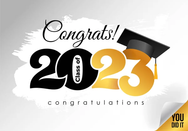 Design Class Του 2023 Για Την Αποφοίτηση Χρυσό Σχεδιασμό Συγχαρητήρια — Διανυσματικό Αρχείο