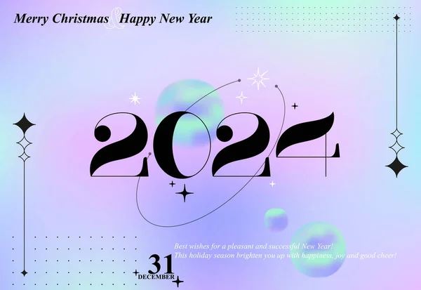 Modelo Design Cartaz Moderno 2024 Feliz Ano Novo Símbolos Moda Ilustrações De Stock Royalty-Free