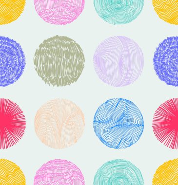 Kusursuz yuvarlak, soyut renkli arka plan ya da desenler. El çizimi karalama şekilleri. Noktalar, damlalar, kıvrımlar, çizgiler. Kusursuz çağdaş modern trend vektör el dokuları. Posterler, sosyal medya.