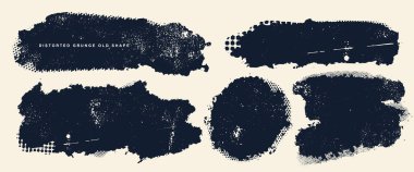 Arıza eski grunge şeklini bozmuş. Siyah modern moda kusurlu hata şekilleri. Grunge desenli. Arıza çerçeve çizimi. Vektör siyah gürültü grunge logosu. Sıkıntılı efekt vektör şekilleri kümesi.