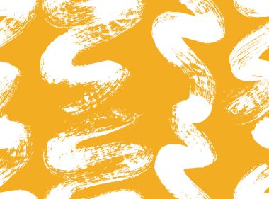 Siyah fırçalı kusursuz desen tasarımı geometrik şekiller, dalgalı çizgiler fırça darbesi, karalamalar, daireler. Grunge rengi çocuksu Memphis tarzı. Kaba elementle çizilmiş vektör kalınlığında fırça.