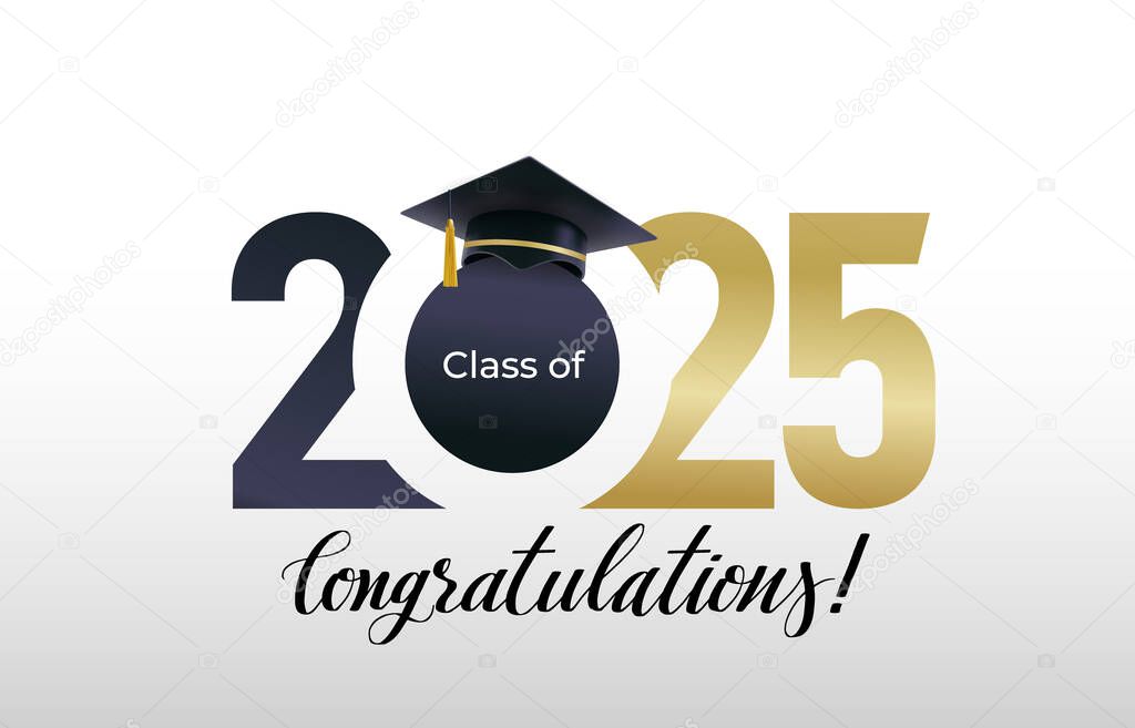 Template Class of 2025 typography design. Vector text for design, congratulation t-shirt, banner, event, party, high school or college graduate. Design class of 2025 typography poster.