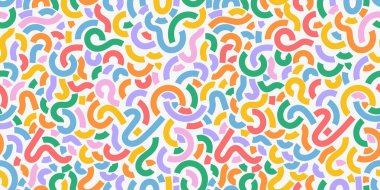 Soyut, kalın çizgi, şekilsiz şekil. Çocuklar için yaratıcı soyut sanat sembolü ya da geometrik şekilli parti kutlaması. Pastel neşeli çocuksu çizim dekorasyon deseni.