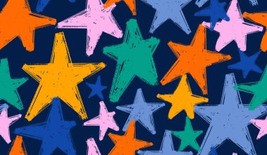 Soyut dikişsiz yıldızlar kaotik kentsel grunge geometrik elementler, aşınmalar, düşüşler, yıldızlar ve spreyler. Grunge yıldız vektör dokusu arka planı. Moda spor tarzı, genç kızlar için duvar kağıdı..