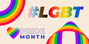 LGBT 2025 Gurur Ayı afişi, gökkuşağı şekilli. Mutlu gurur ayı renkleri. 2025 gökkuşağı dalgalı gurur pankartı. Kart, poster tasarımı, el ilanı, ambalaj kağıdı, duvar kağıdı. Vektör illüstrasyonu.