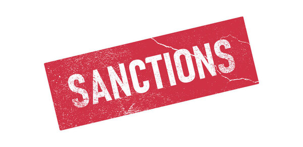 Red sanctions stamp. Template sanctions rubber grunge stamp. Vector illustration, grunge sanctions stamp.