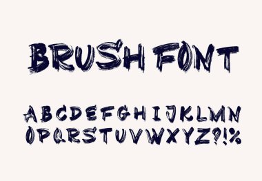 Sıkıntılı siyah mürekkep desenli kalın grunge büyük harfler. Tehlikeli markalar, posterler, sokak kıyafetleri, albüm kapakları ve şehir tasarımı için mükemmel. Punk graffiti biçimi stencil yazı tipi vektörü abc.