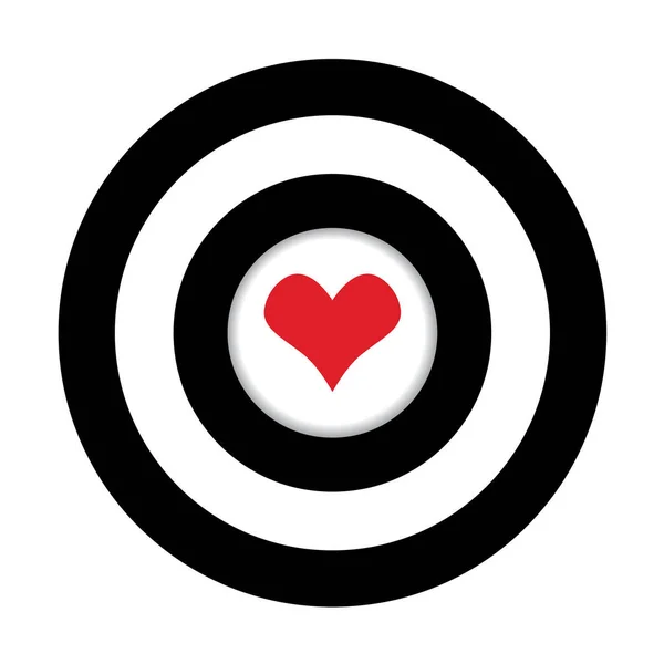 Paper Heart Center Darts Target Aim Valentines Day Card White — Stock Vector