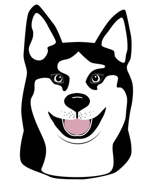 Belo Sorriso Siberian Husky Cão Com Tatuagem Vetor Língua — Vetor de Stock