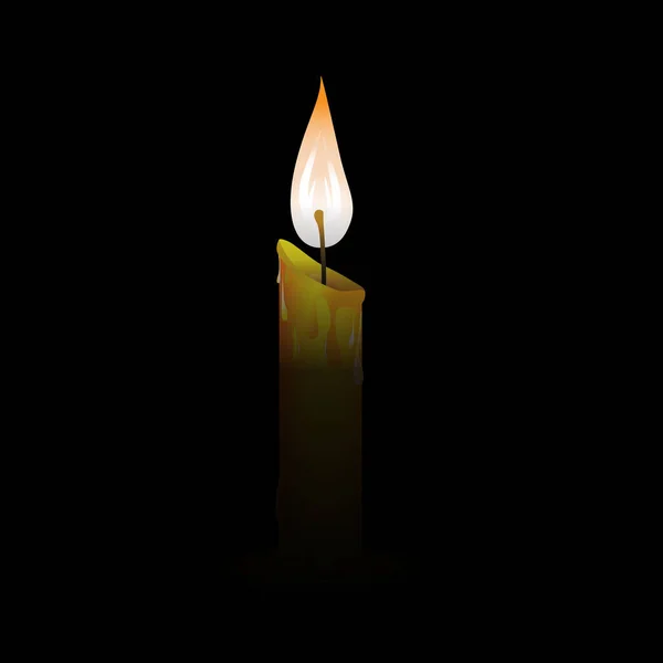 暖黑色背景下黄蜡烛的火量图 — 图库矢量图片