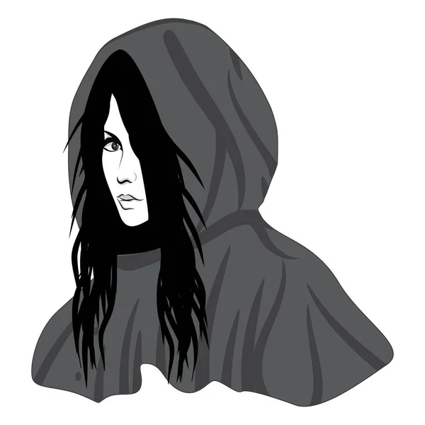 Mysterious Woman Girl Hood Avatar Made Urban Style Category Underground — Stock Vector