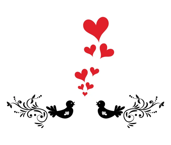 Love Bird Logo Two Bird Heart Shape Logo Vector Romantický — Stockový vektor