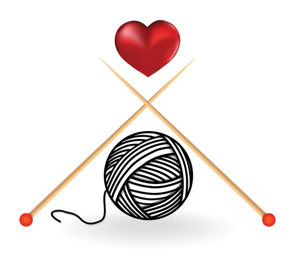 Knit Crochet Emblem Design Line Wool Handmade Shop Logo Yarn — Stock Vector
