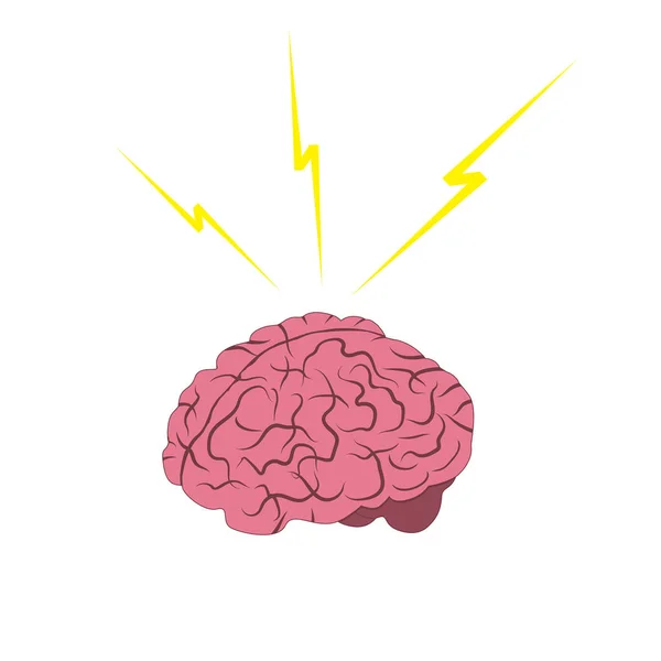 Beyin Fırtınası Afişi Beyin Kasılmaları Şimşekler Işınlar Yaratıcı Bir Fikir — Stok Vektör
