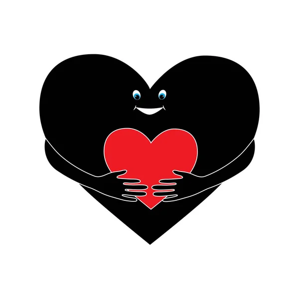Care Emoji Arc Emoticon Nagy Nyitott Fényes Szemekkel Átöleli Piros — Stock Vector