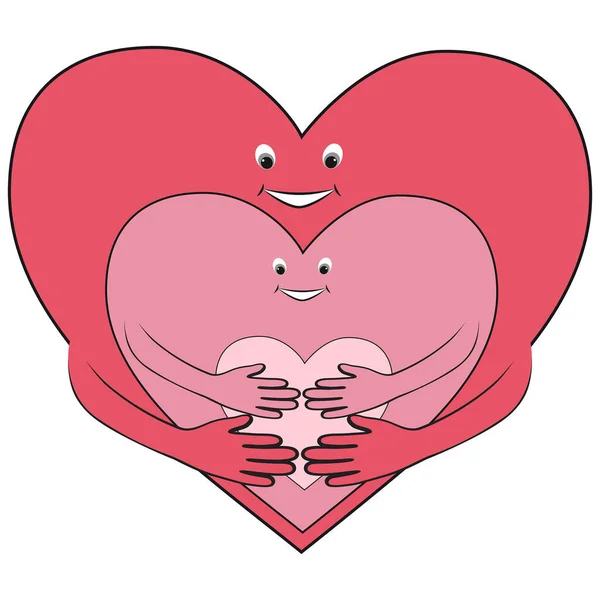 Coeur Dans Les Mains Icône Rouge Sur Fond Blanc Heureux — Image vectorielle