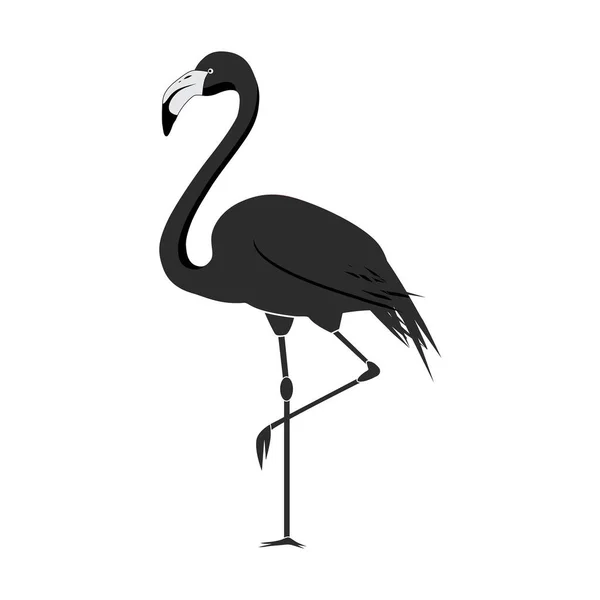 Flamingo Silhouette Tattoo Ізольований Біло Векторній Ілюстрації — стоковий вектор