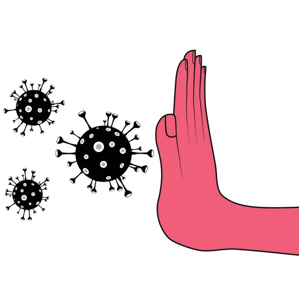 Coronavirus Covid Ncov Stop Egészségvédelmi Koncepció Védelem Koronavírus Illusztráció Kéz — Stock Vector