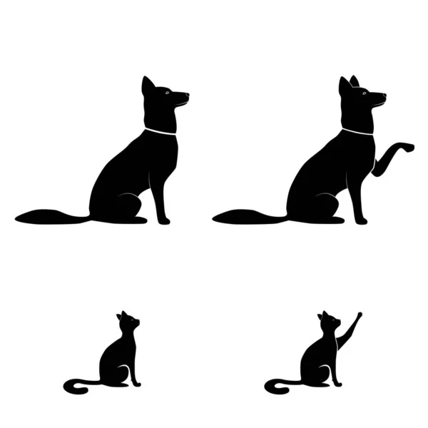 Tier Katzenhund Gibt Pfotenvektor Pose — Stockvektor