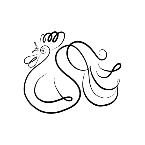 Poulet Ligne Continue Dessin Coq Poule Poulet Grill Oeuf Logo — Image vectorielle