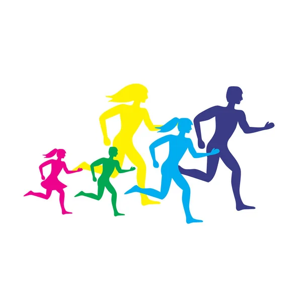 Running People Set Silhouettes Sport Activity Background Vector — Stock Vector