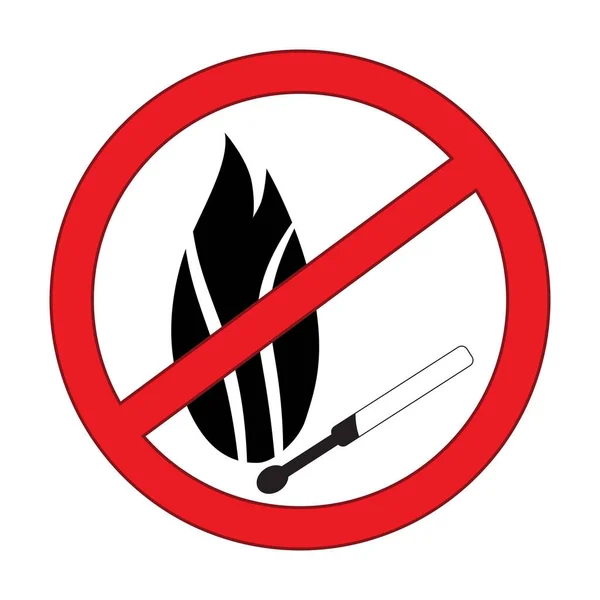 Κανένα Σημάδι Ανοικτή Φλόγα Καμία Πυρκαγιά Καμία Πρόσβαση Ανοιχτή Φλόγα — Διανυσματικό Αρχείο
