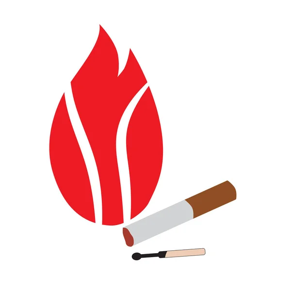 アプリやウェブサイトのための火 炎のフラットカラーベクトルアイコンとの燃焼試合タバコのゴミによる火災 — ストックベクタ