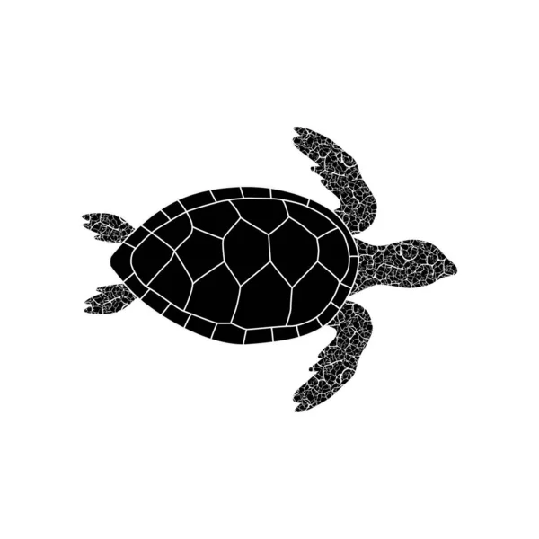 Vector Black Silhouette Turtle Isolated White Background Tattoo Skin — Stock Vector
