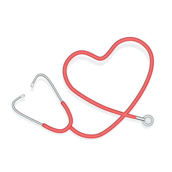 心臓の形をした聴診器のアイコン 健康と医療のシンボル 孤立ベクトルイラストの愛 — ストックベクタ