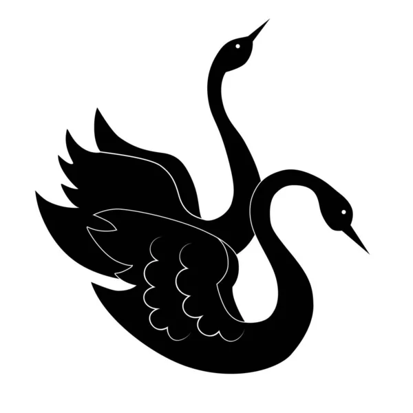 Streszczenie Latający Łabędź Logo Wektor Para Tatuaż — Wektor stockowy