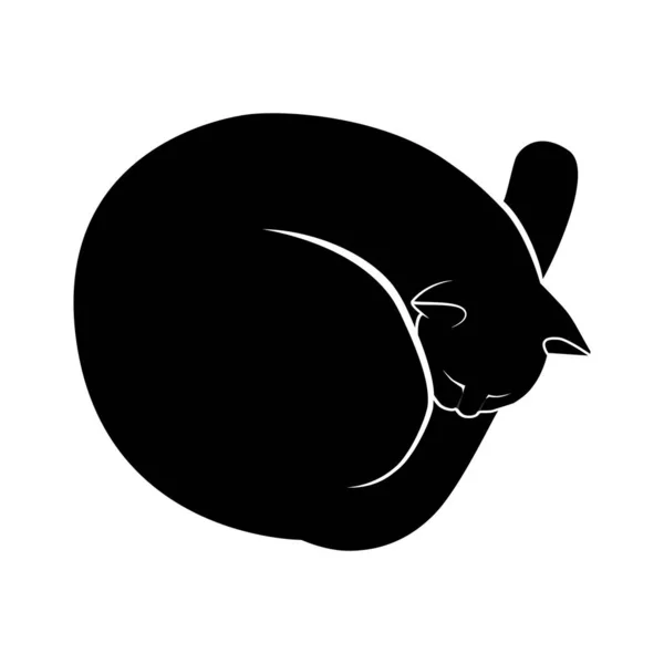 Slapende Kat Illustratie Gestileerde Eenvoudige Cirkel Logo Vector — Stockvector