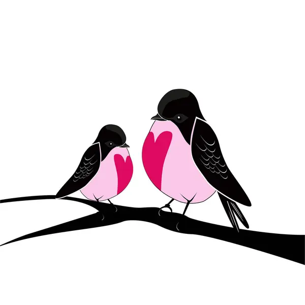 Liefde Vogels Gaan Trouwen Vector Illustratie Tatoeage — Stockvector