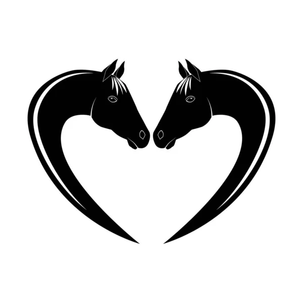 Horse Heart Silhouettes White Vector Tattoo — Stock Vector