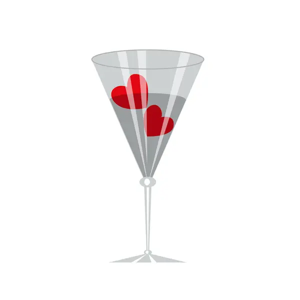 Valentijnsdag Cocktailglas Met Harten Feestelijke Design Element Voor Valentijnsdag Evenementen — Stockvector