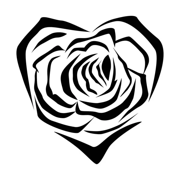 Flor Amor Coração Valentine Dia Vetor Tatuagem Desenho Floral Bonita —  Vetores de Stock