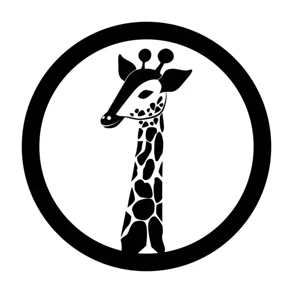 Svart Och Vit Snygg Giraff Logotyp Djur Vektor Tatuering — Stock vektor