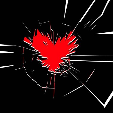 Kırık cam kalbindeki çatlakların vektör çizimi