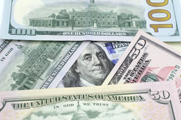 Dolar Banknotlarının Kapanışı Seçici Odaklanma — Stok fotoğraf