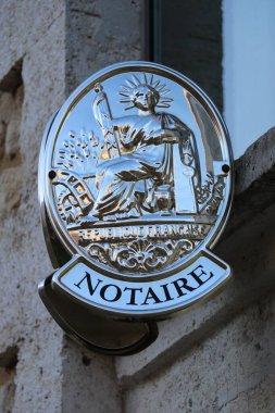 Fransa, Bordeaux 'da resmi Fransız noterler ofis sembolü
