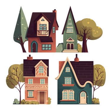 Aile evleri, özel mülkler ve şehir mimarisi. Yüksek kalite fotoğraf