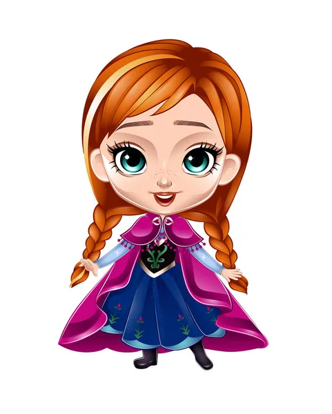 Beautiful Cute Anna Frozen Princess Vector Illustration Stock Vector