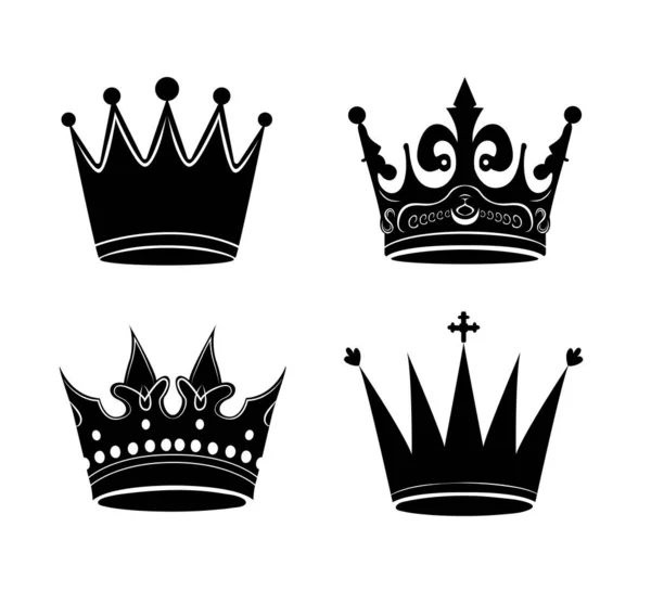 単純な王室の王冠のセット 第四集 ベクターイラスト — ストックベクタ