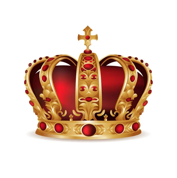 Realistyczna Złota Korona Królewska Kamieniami Szlachetnymi Korona Dla Króla Królowej — Wektor stockowy