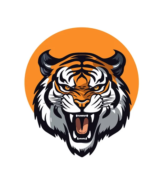 Arga Tigerhuvud Maskot Logotyp Orange Palett Vektor Illustration Design Koncept Royaltyfria illustrationer