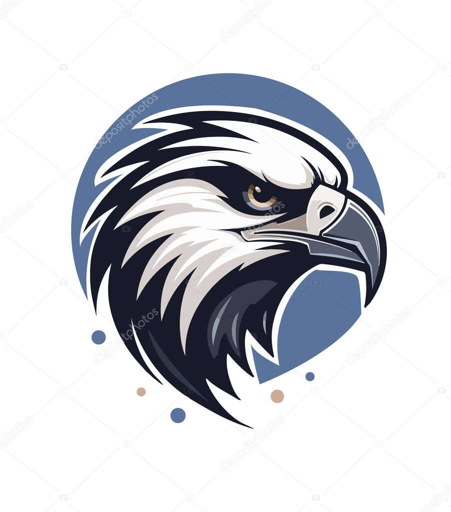 Angry Eagle Head Mascot Logo in orange palette. Vector Illustration Design Concept. Vector illustration
