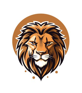 Turuncu palette Kızgın Aslan Kafa Maskot Logosu. Vektör Çizim Tasarımı Konsepti. Vektör illüstrasyonu